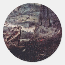 Suicide Of Saul Detail By Bruegel D. Ä. Pieter Round Stickers