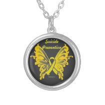 Suicide Prevention Butterfly Ribbon Necklace