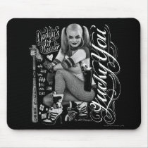 suicide squad, task force x, harley quinn, lucky you, daddy&#39;s lil monster, typography, tattoo, marvel comics, Mouse pad with custom graphic design