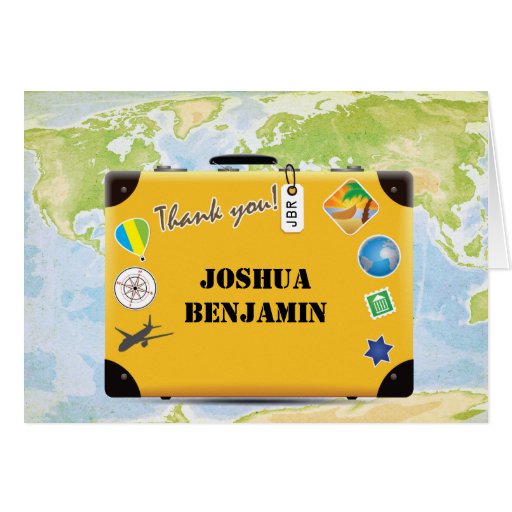 Suitcase World Travel Themed Thank You Card Zazzle