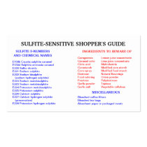 Sulfite-Free Shopper's Guide business cards