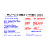 Sulfite-Free Shopper's Guide business cards