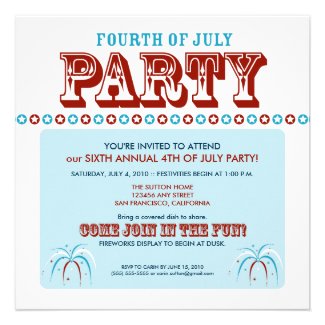 Summer 4th of July Party/Cookout Invitation