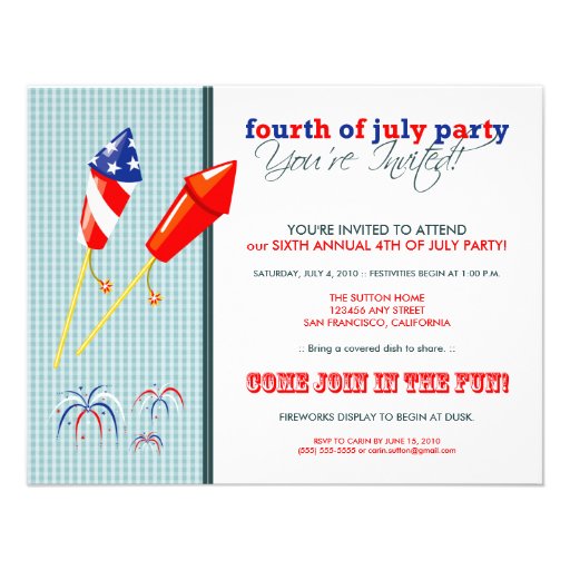 Summer 4th of July Party/Cookout Invitation :: 2