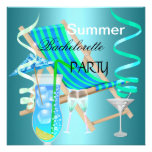 Summer Bachelorette Party Teal Blue Cool Drinks Custom Invitation