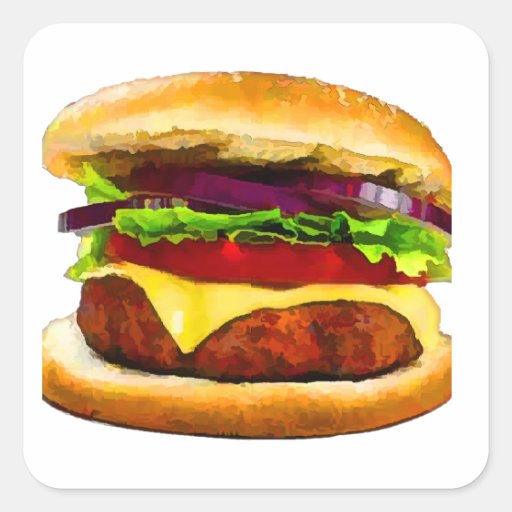 Summer Barbecue Burger Square Stickers