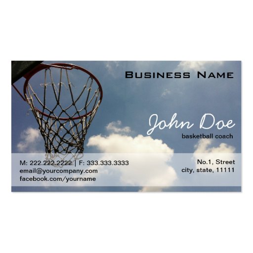 Summer Basketball Business Card Templates (front side)