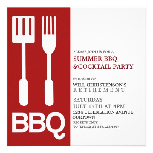 Summer BBQ Party Invitations (front side)