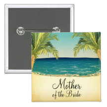 Summer Beach and Palm Trees Mother of the Bride Pin