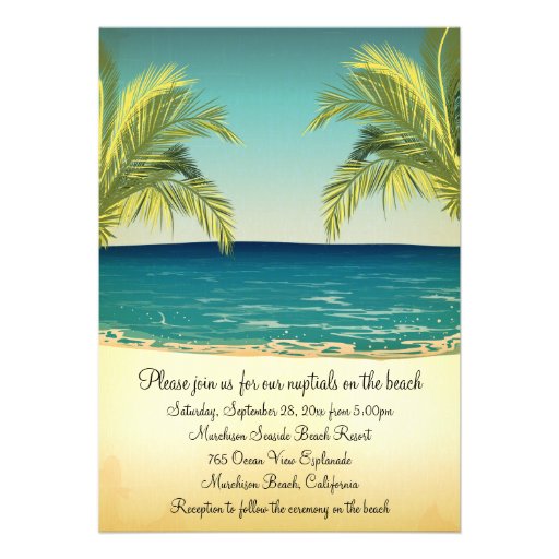 Summer Beach and Palm Trees Wedding Personalized Invitation