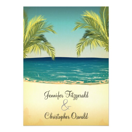 Summer Beach and Palm Trees Wedding Personalized Invitation