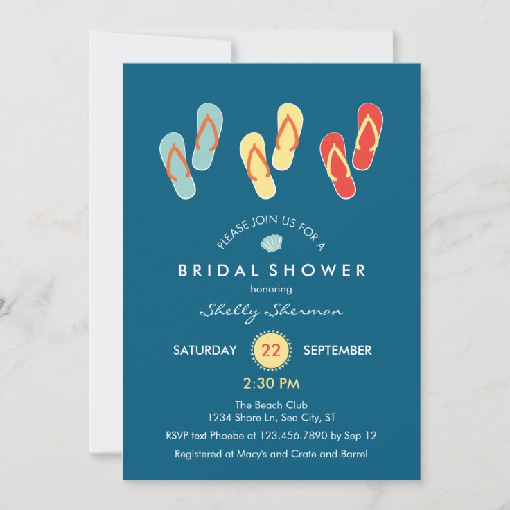 Summer Beach Flip Flops Bridal Shower Invitation Zazzle