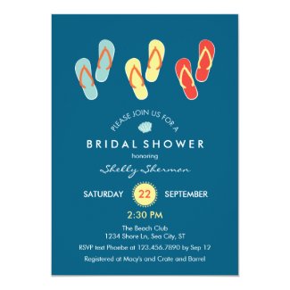 Summer Beach Flip Flops Bridal Shower Invitation