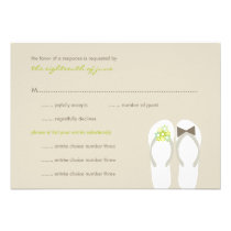 Summer Beach Green Flowers Flip Flops Wedding RSVP Personalized Invites