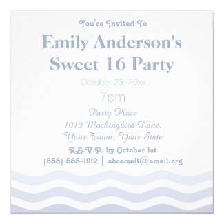 Summer Beach Ombre Blue Waves Sweet 16 Birthday 5.25x5.25 Square Paper Invitation Card