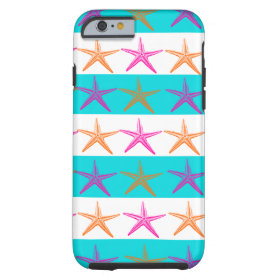 Summer Beach Starfish Teal Stripes iPhone 6 Case