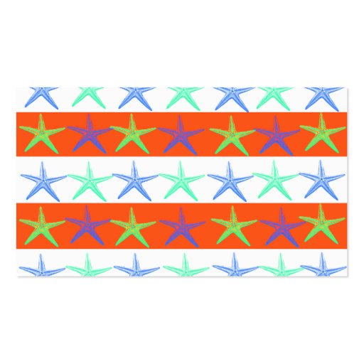 Summer Beach Theme Starfish on Orange Stripes Business Card Templates (back side)