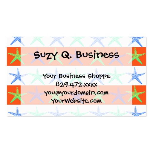 Summer Beach Theme Starfish on Orange Stripes Business Card Templates (front side)