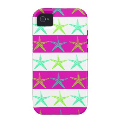 Summer Beach Theme Starfish on Purple Stripes Vibe iPhone 4 Covers