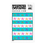 Summer Beach Theme Starfish on Teal Stripes Stamps