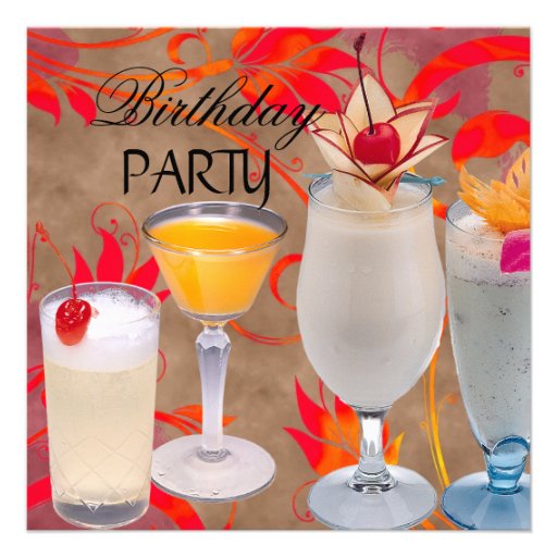Summer Birthday Party Cocktails Tropical Announcements