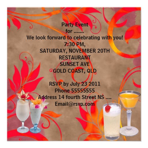 Summer Birthday Party Cocktails Tropical Announcements