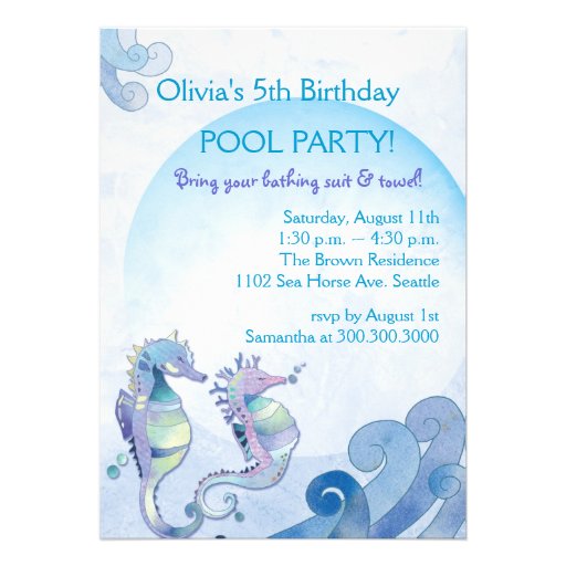 Summer Birthday Pool Party Invitations