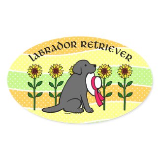 Summer Black Labrador with Sunflowers sticker