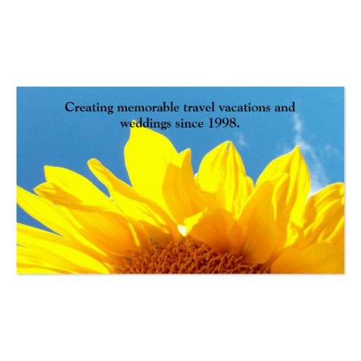 Summer Blue Sky with Yellow Sunflower Business Card Template (back side)