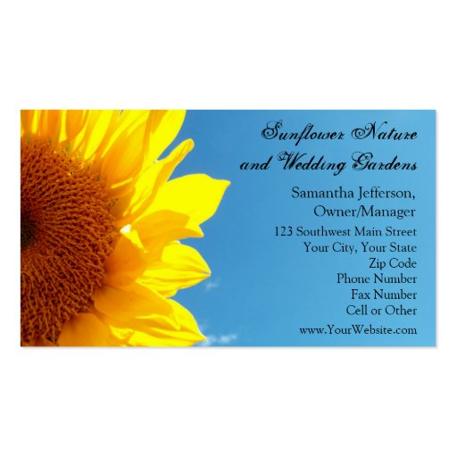 Summer Blue Sky with Yellow Sunflower Business Card Template (front side)