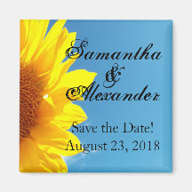 Summer Blue Sky with Yellow Sunflower Magnet
