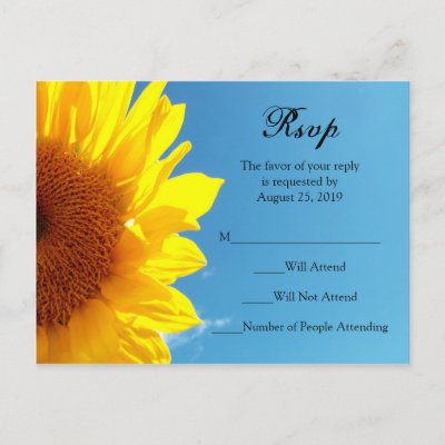 Summer Blue Sky with Yellow Sunflower RSVP Reply Post Card