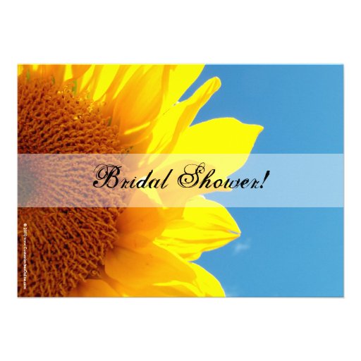 Summer Blue Sky, Yellow Sunflower Bridal Shower Announcement