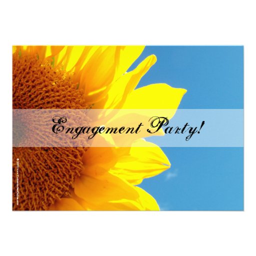 Summer Blue Sky, Yellow Sunflower Engagement Party Custom Invitations