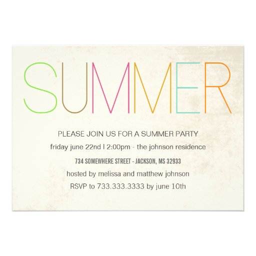 Summer Bright Summer Party Invitations