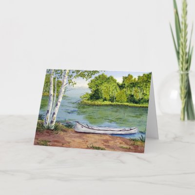 Summer Canoe Blank Greeting Card