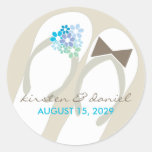 Summer Chic Beach Aqua Flip Flops Wedding Sticker