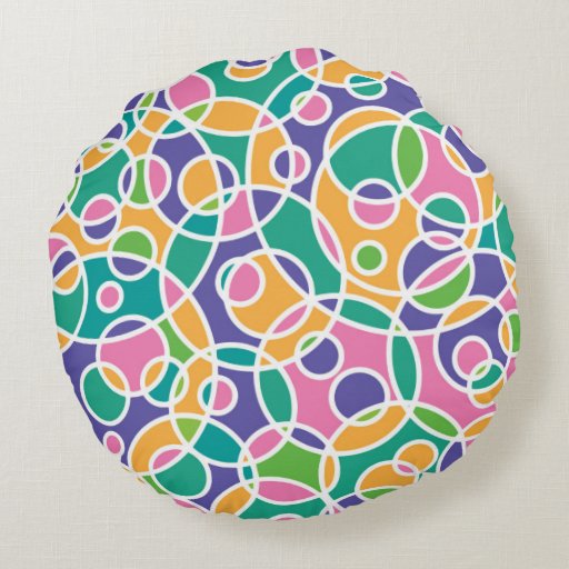 Summer Circles Polyester Round Throw Pillow Zazzle