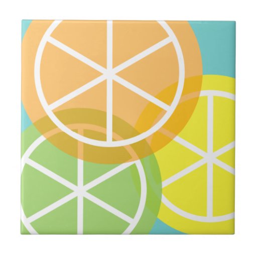 Summer Citrus on Teal Ceramic Tile