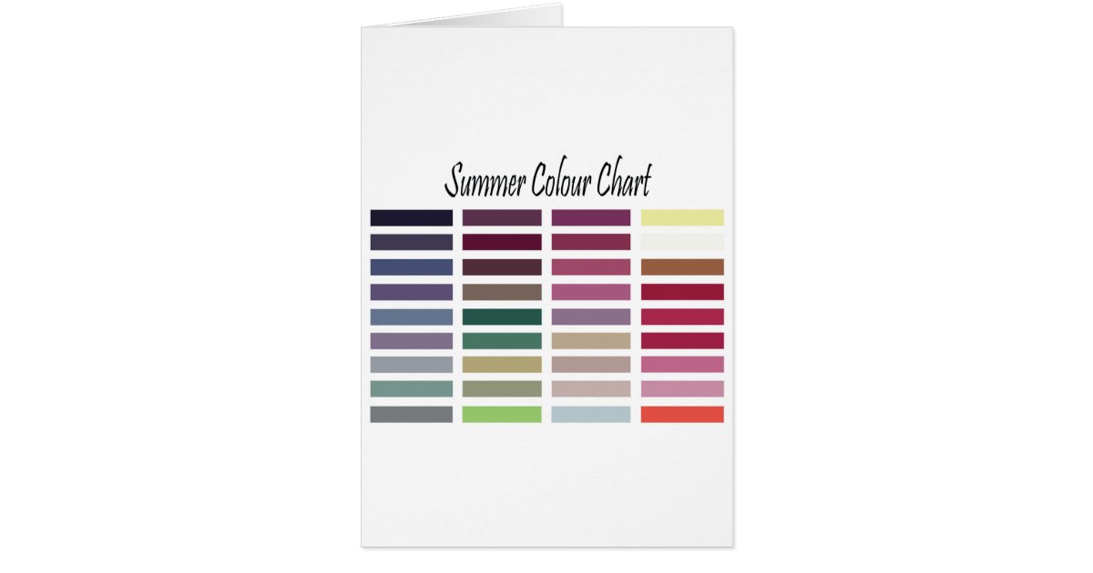 summer color chart card zazzle summer color chart
