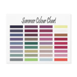Summer Color Chart Post Cards
