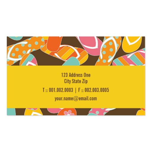 Summer Colorful Fun Beach Flip Flops Profile Card Business Card Template (back side)