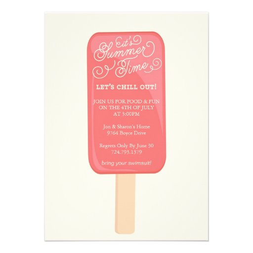 Summer Cookout Party Invitation - Popsicle (front side)