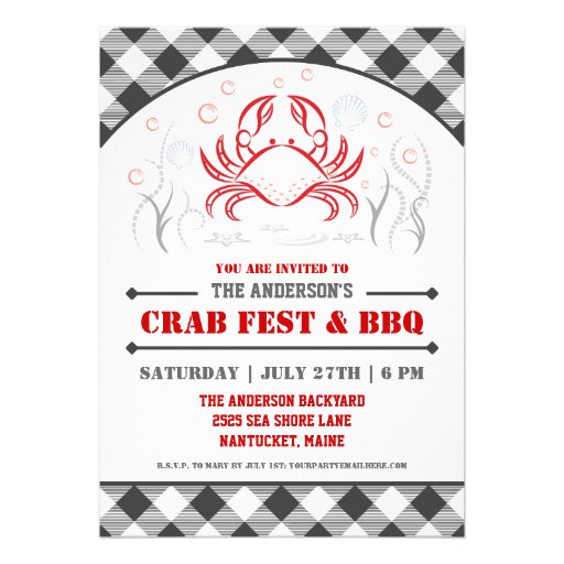 Summer Crab Fest & BBQ Party Invitation