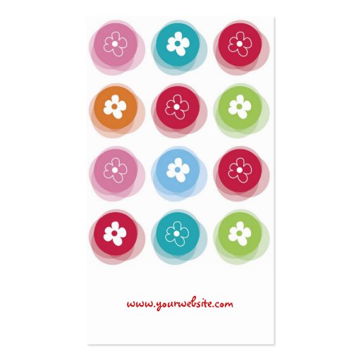 Summer Cute Daisy Flower Fuzzy Dots Colorful Fun Business Card Template (back side)