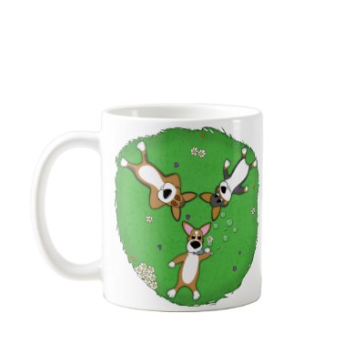 Summer Day Corgi Trio Mug by MenagerieMayhem