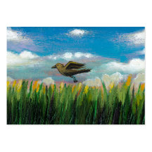 Summer day flying bird fun hopeful painting art business card