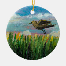 Summer day flying bird fun hopeful painting art christmas tree ornament