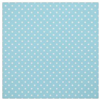Summer Days White Polka Dots Pattern on Sky Blue Fabric
