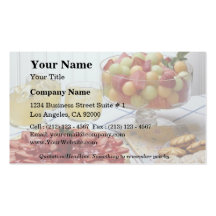 Summer desserts with melon bowl business card